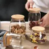 Gläser Bambus Deckel Glas Transparent Getreide Lagerung Jar Candy Box Lebensmittel Lagerung Jar Flasche Getrocknete Früchte Snack Box Desktop Dekoration