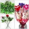 Fleurs décoratives 40 pièces guirlande tige de rose tiges de fleurs simulées matériel artificiel fait à la main feuilles vertes bricolage fils de cravate artisanat floral
