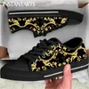 Casual Shoes InstantArts Golden Barock Floral Canvas slitage Resist Bekväm utomhus sneakers Walking Zapatos Planos de Mujer