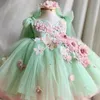 Luxurious and Elegant Flower Girl Princess Dress Mesh Formal Christmas Fluffy Lolita Butterfly Birthday Party 240318