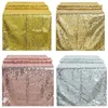 Table Skirt Sequin Runner Glitter Rose Runners Sparkly Gold Desk Cover Dustproof Heat Insulation Tablecloth Wedding Party Decor