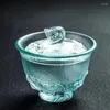 Tazze Piattini Seawave fatti a mano con smalto color azzurro Gaiwan Tazza da tè in stile cinese creativo Regali di alta qualità