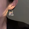 Dangle Küpe Takı Hediye Yarı Çember Fan Threader Hoop Ear Stud Sequin Zincir Püskül Fringe