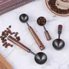 Baking Tools 1Pc Walnut Handle Coffee Spoon Long/Short Powder Measuring Stainless Steel Teaspoon Tool