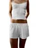 Home Clothing Women Y2k 2 Piece Shorts Set Lace Trim Tank Tops And Elastic Waist Pajama Sets Sleepwear Lounge Outfits