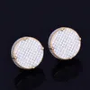 14 MM Goud Kleur Grote Ronde Stud Oorbel AAAA Kubieke Zirkoon Schroef Terug Heren Oorbellen Mode Hip Hop Sieraden 240323