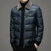 Männer Daunenjacke Winter Warme Lässige Mantel Blau Koreanische Fi LG Ärmel Slim Schwarz Männer Kurze Oberbekleidung Pelzkragen Abnehmbare J9ib #