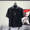 men High Quality Vintage Fr Casual Streetwear Y2K Butt Shirts Trendy Lapel Black White Loose Short Sleeve Tops Ropa Hombre i4jJ#