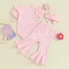 Conjuntos de roupas Bebê Menina Roupas Farm Chick Summer Outfit Romper Bodysuit Tops Bell Bottoms Calças Infantil Criança