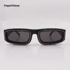 Lunettes de soleil Matte Black Acétate Frame Rectangle Man Fashion Fashion Retro Punk pour les lunettes de protection UV extérieures unisexes