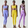 Set attivi Set da donna per fitness in due pezzi Set da yoga tinta unita Tuta da palestra super elasticizzata Traspirante Abbigliamento sportivo da corsa ad asciugatura rapida Abbigliamento da allenamento