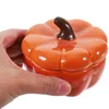 Candle Holders Pumpkin Tea Light Holder Ceramic With Lid 9.5x9.5x8cm