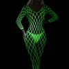 Ny Luminous Sexy Crotchl Lingerie Teddies Fishnet Bodysuit Women Erotic Outfit Stretch Mesh Hollow Underwear Bodystockings U3vy#