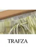Trafza Woman Fi Vintage Printed Trousers Summer Woman Tie-Dye Patchwork High midje Bow Tie Elastic Midje breda benbyxor N5BX#