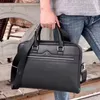 Luksusowa teczka dla mężczyzn prawdziwa skórzana torba na laptopa dżentelmeńska obudowa z wyjmowanym paskiem2569