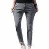 Neue elastische Jeans Männer Slim Fit Denim-Hosen-beiläufige Bleistift-Hosen graue Hosen klassische Dropship Big Size E6da #