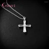 Chains Trendy Clear Cross Pendant Neklaces For Women 925 Sterling Silver Weddding Party Jewelry Accessory Necklace