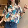 Damesblouses Zomer Vintage shirts Dames Print Retro Cool Los Koreaanse stijl Trendy All-match Chic Ins Chiffon Vrouwelijke Top Blusas