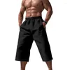 Pantalons pour hommes 2024 Casual Capris Summer Vente de lin lâche mince tube droit short de travail vêtements