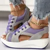 Comfortabele Platform Mesh Schoenen Vrouw Zomer Open Teen Uitgesneden Netto Sneakers Dames Casual Dikke Zool Lace Up Sport Sandalen Plus Size 240320