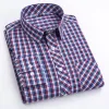 men's Plaid Lg Sleeve Shirts Cott Daily Casual Plus Size Thin Fit Turn Down Collar New Fi Young Men Clothing Checked v2D2#