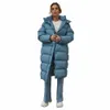 Kadınlar Kış Ceketi Ceket LG Parkas Aşağı Isıtaş Ceket Fi Hooded Lady Down Palto Çatma Sıcak Rüzgar Çekme E8O0#