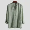Fi Man Chinese Style Linenソリッドカラーバギーシャツとブラウス