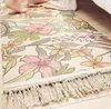 Tapetes longos nórdicos kilim borla de tecido folhas de linho de algodão geométrico para decoração moderna quarto banheiro home tocar tapetes