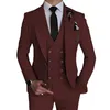 Fashion Men Leisure Boutique Business Solid Color Wedding Suit Coat Pants Vest 3 Pcs Set Dress Blazers Jacket Trousers 240318