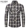 american size flannel autumn/winter lg-sleeved men's shirt Casual busin n-iring red plaid plus size social wear J96y#