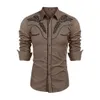 2023 New Men's Western Impresso LG - Mangas Lapela Single-breasted Camisa Casual Social Men's Club Street Roupas S8J0 #