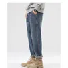 rippade denim jeans 2023 mäns trendiga varumärke lös sommar tunna elastiska fötter byxor mäns koreanska harem tonåringar beskurna byxor c02 a7n1#