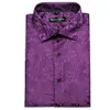 luxury Shirts for Men Silk Lg Sleeve Purple Fr Slim Fit Male Blouses Casual Formal Tops Breathable Barry Wang 03nN#