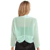 Kvinnor Chiffon Cardigan Bolero rycker öppen fronten långärmad jacka täcker strandkläder bröllop gäster beskurna kofta 240318