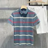 Summer Fi Hommes Polo rayé à manches courtes Street Vêtements masculins T-shirt polyvalent Nouveau Social Busin Casual Tops basiques e0wg #