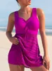 2023 sexy renda oco para fora roupa de banho feminina cintura alta maiô sólido tankini duas peças maiô feminino beachwear 4xl 240322