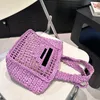 Sac de plage en Crochet d'été coloré, sacs de Shopping en paille, grands sacs à main de vacances pour filles avec lettre brodée, fourre-tout ajouré