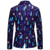 Shenrun Uomo Blazer Giacca di Capodanno di Natale New Fi Slim Fit Giacche da abito Blu Costumi da ballo per feste Stampa dell'albero di Natale b5OL #