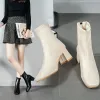 Boots Fashion White High Heel Short Boots Women Autumn and Winter Pointed Toe Women's Boots 2022 New Modern Boots Woman High Heels