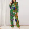 Abbigliamento per la casa Indumenti da notte floreali colorati Autunno Stampa Gustav Klimt Set pigiama oversize vintage da donna Maniche lunghe Abito personalizzato da camera da letto morbido