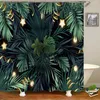 Cortinas de chuveiro Impressão 3D Plantas tropicais de estilo nórdico Cortina com ganchos Decoração de casa à prova d'água de poliéster de banheiro 180x180cm