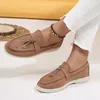 Casual Shoes 2024 Spring Trend Soft Sole bekväma loafers Classic Flat Tassel Women's äkta läder kashmir 36-43