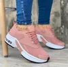 Casual Schoenen Damesmode Effen Kleur Lace Up Sneakers Mesh Ademend Plus Size Platform Zapatillas De Mujer 2024