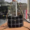 Wełniana torba pod pachami designerka damska torba na ramiona 24 cm tweed złoty sprzęt metalowy zapięcie luksusowe torebkę Matelasse łańcuch crossbody torb makijaż torebki sacoche