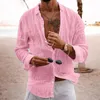 Vintage Herrenhemden Cott Leinen Atmungsaktives Strand-Stil-Hemd Klassischer fester Hintern-Revers Lg-Hülsen-Übergröße-Hemden Streetwear v7ta #