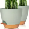 Planters 2 Packs 8 Inch Self Watering Pots For Indoor Plants, Flower Pot With Drainage Holes And Reservoir, Indoor Home Decor