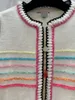 3001 2024 Runway Frühling Sommer Marke gleichen Stil Pullover Langarm Rundhalsausschnitt Mode Kleidung weiß rosa meiden
