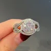 Bagues de cluster Bague en or blanc 18 carats pour femmes Naturel 2 Diamant avec bijoux Anillos de Bizuteria Mujer Gemstone Box223y