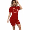 2024 Summer Women Two Piece Set Jogging Fitn Short Sleeve T-shirt And Sports Shorts Tracksuit Daily Print Fi Casual Suit U8fr#