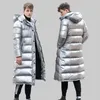 Jacke Herren LG Glossy Down Warm Winddicht Solide über dem Knie Outdoor Sports Warm Kalt Schutzkleidung Verlängern Verdicken L3TF #